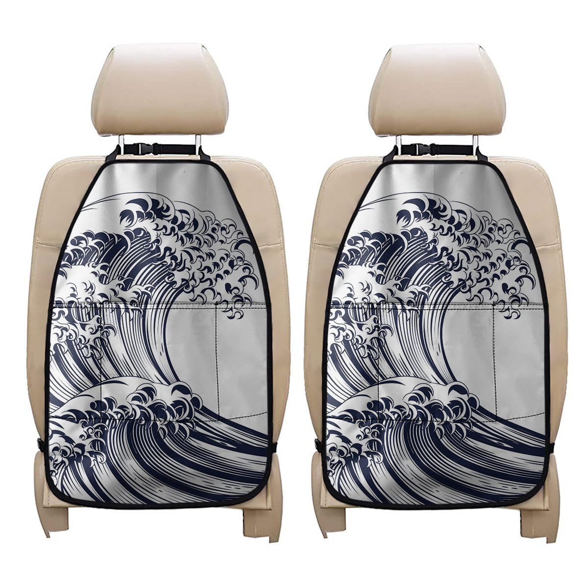 Japanese Kanagawa Wave Print Car Seat Organizers