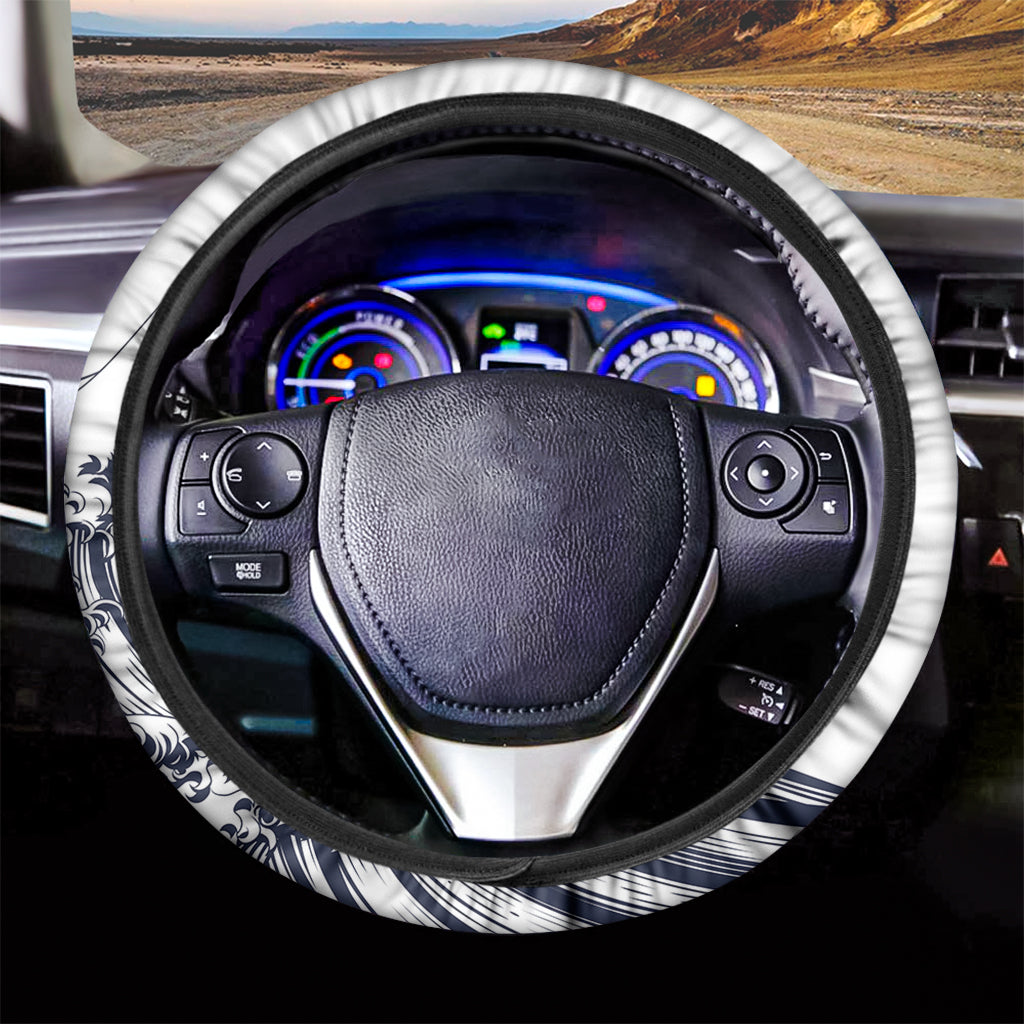 Japanese Kanagawa Wave Print Car Steering Wheel Cover