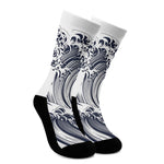 Japanese Kanagawa Wave Print Crew Socks