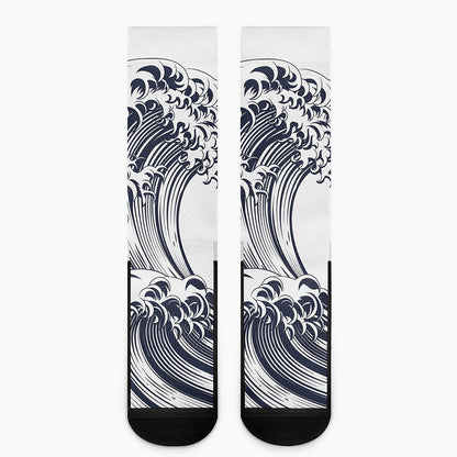 Japanese Kanagawa Wave Print Crew Socks