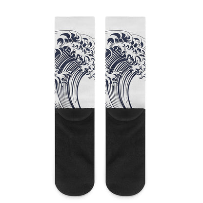 Japanese Kanagawa Wave Print Crew Socks