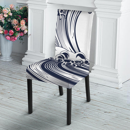 Japanese Kanagawa Wave Print Dining Chair Slipcover
