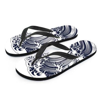 Japanese Kanagawa Wave Print Flip Flops