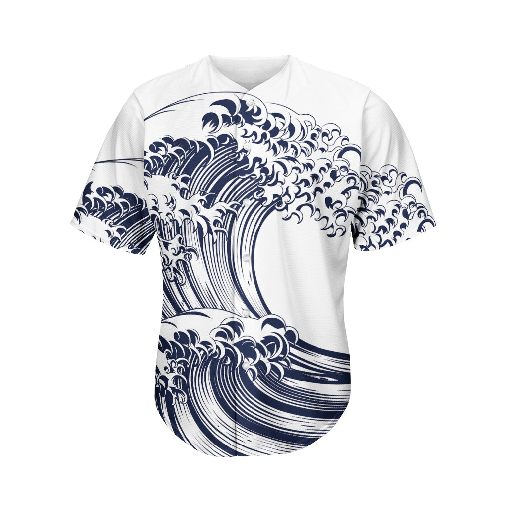 Japanese Kanagawa Wave Print Men's Baseball Jersey