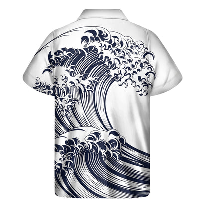 Japanese Kanagawa Wave Print Men's Short Sleeve Shirt