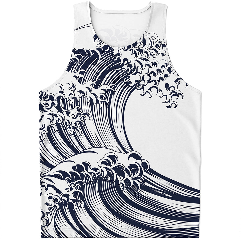 Japanese Kanagawa Wave Print Men's Tank Top