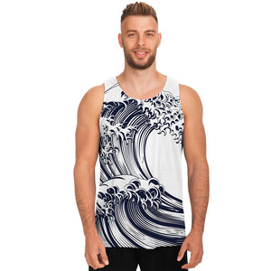 Japanese Kanagawa Wave Print Men's Tank Top