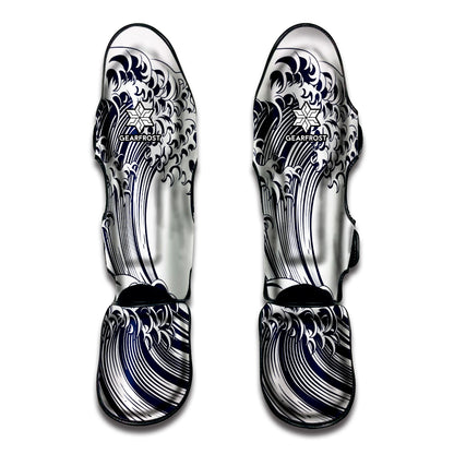 Japanese Kanagawa Wave Print Muay Thai Shin Guard