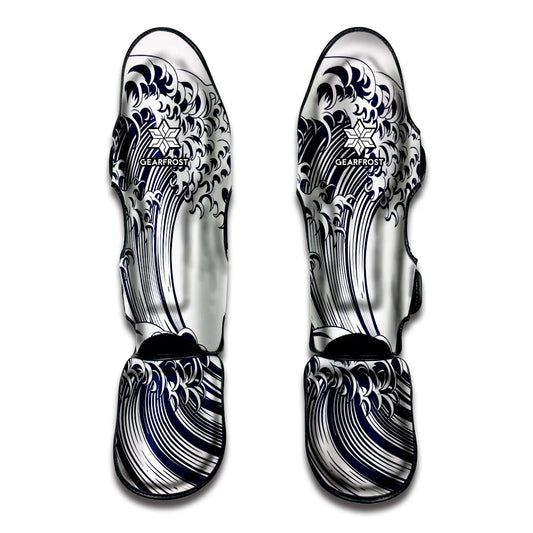 Japanese Kanagawa Wave Print Muay Thai Shin Guard