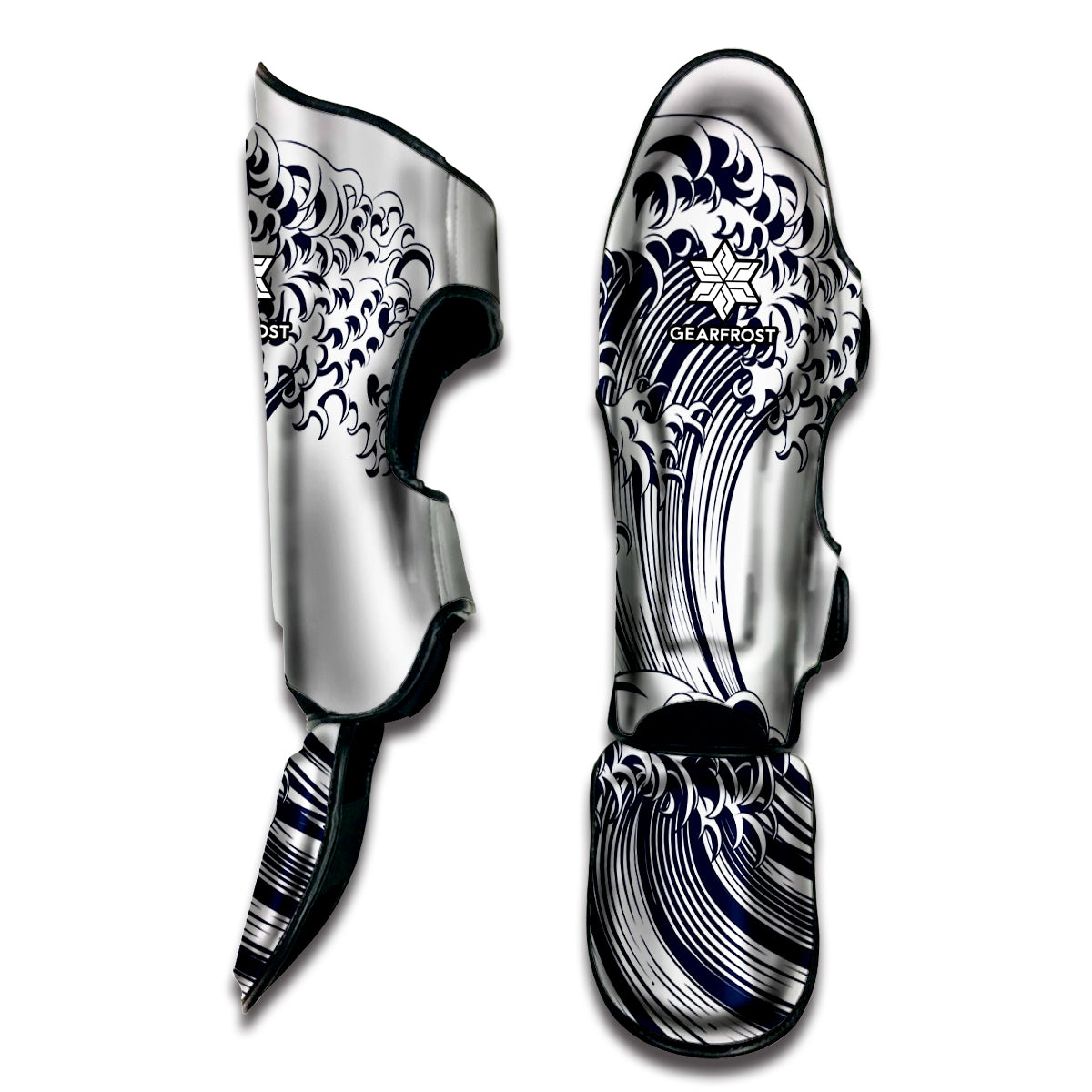Japanese Kanagawa Wave Print Muay Thai Shin Guard