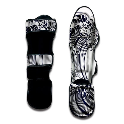 Japanese Kanagawa Wave Print Muay Thai Shin Guard