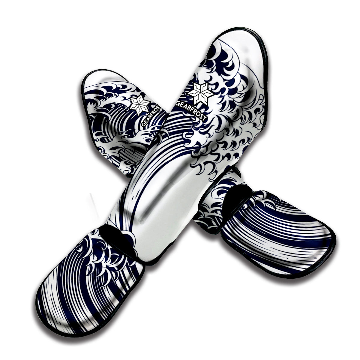 Japanese Kanagawa Wave Print Muay Thai Shin Guard