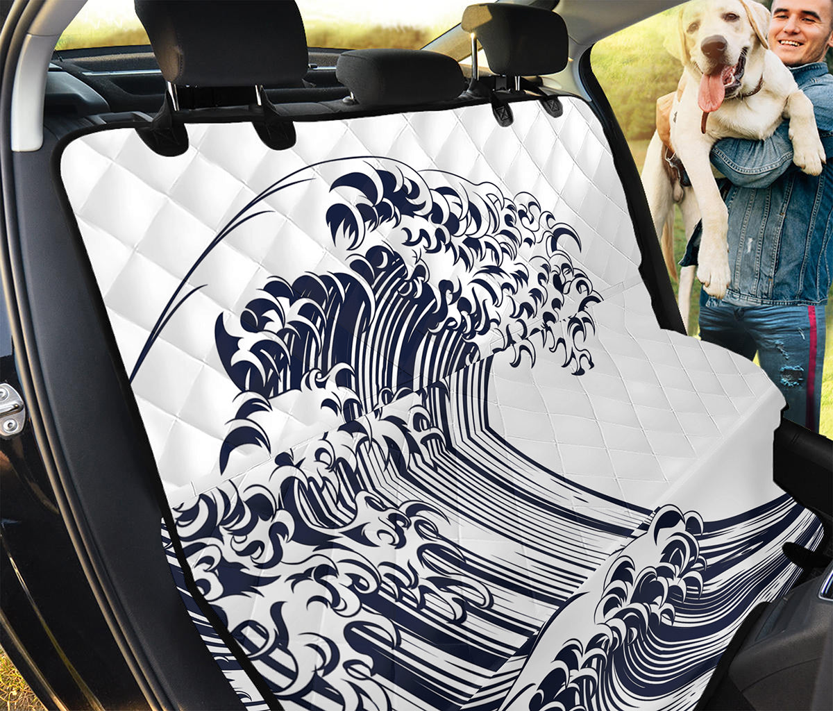 Japanese Kanagawa Wave Print Pet Car Back Seat Cover