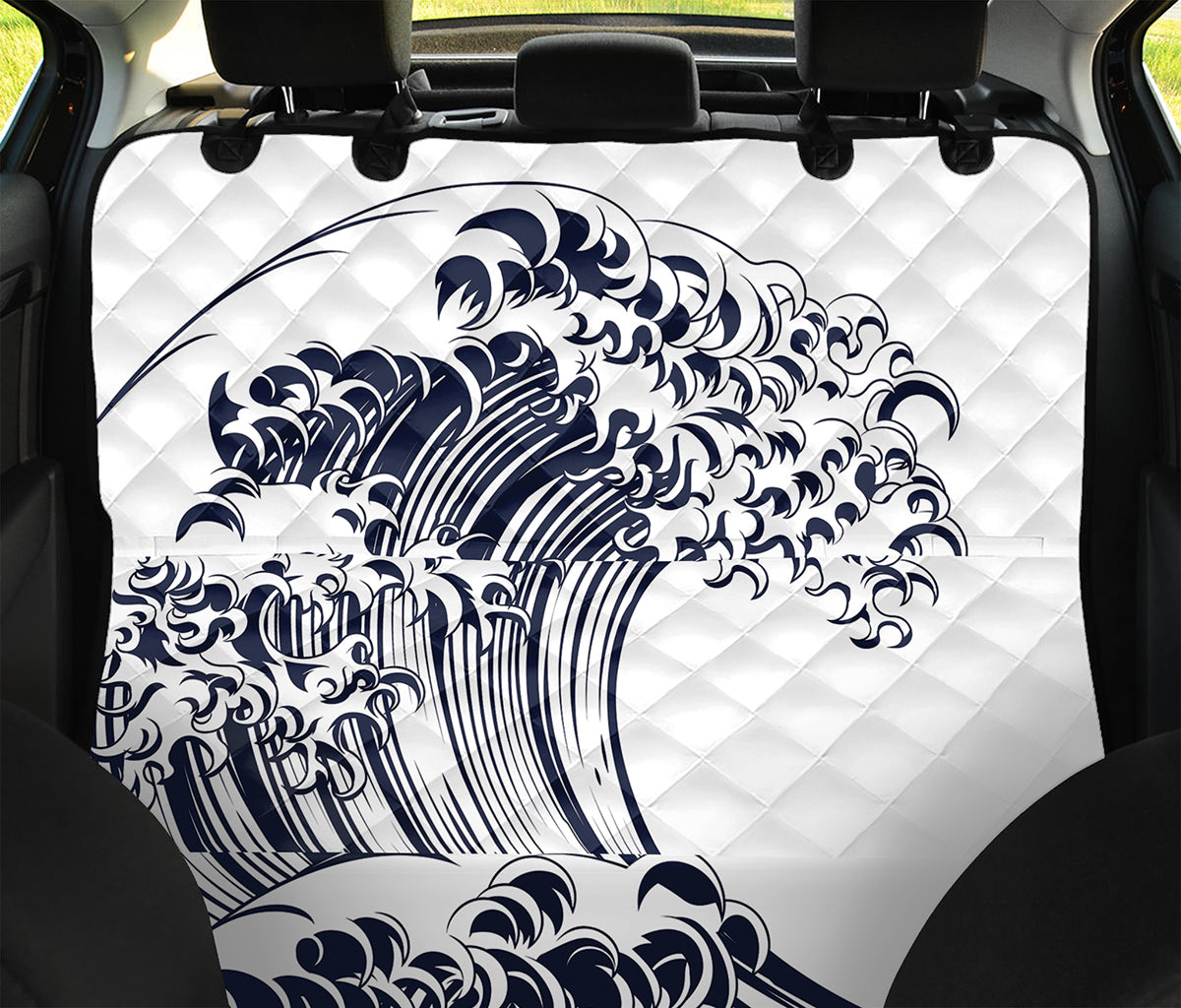 Japanese Kanagawa Wave Print Pet Car Back Seat Cover