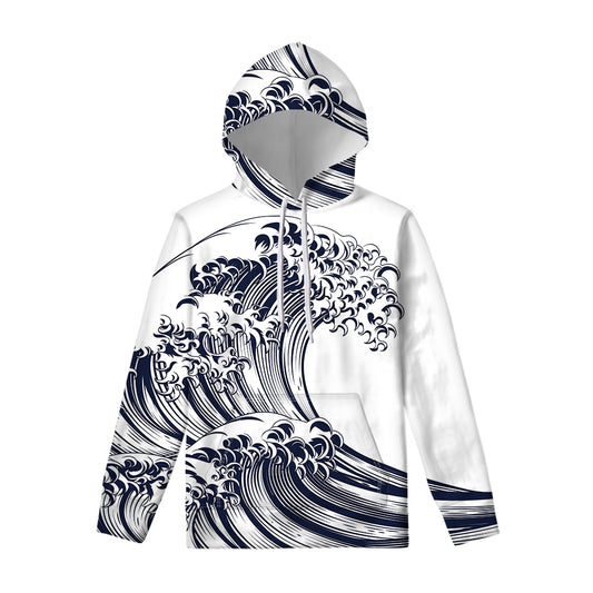 Japanese Kanagawa Wave Print Pullover Hoodie