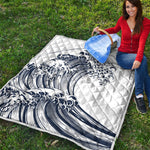 Japanese Kanagawa Wave Print Quilt