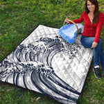 Japanese Kanagawa Wave Print Quilt