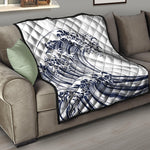 Japanese Kanagawa Wave Print Quilt