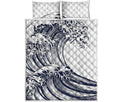 Japanese Kanagawa Wave Print Quilt Bed Set