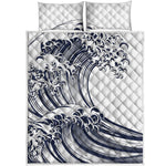 Japanese Kanagawa Wave Print Quilt Bed Set