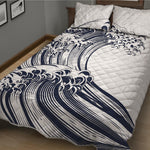 Japanese Kanagawa Wave Print Quilt Bed Set