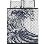 Japanese Kanagawa Wave Print Quilt Bed Set