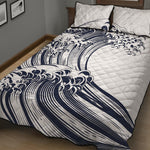 Japanese Kanagawa Wave Print Quilt Bed Set