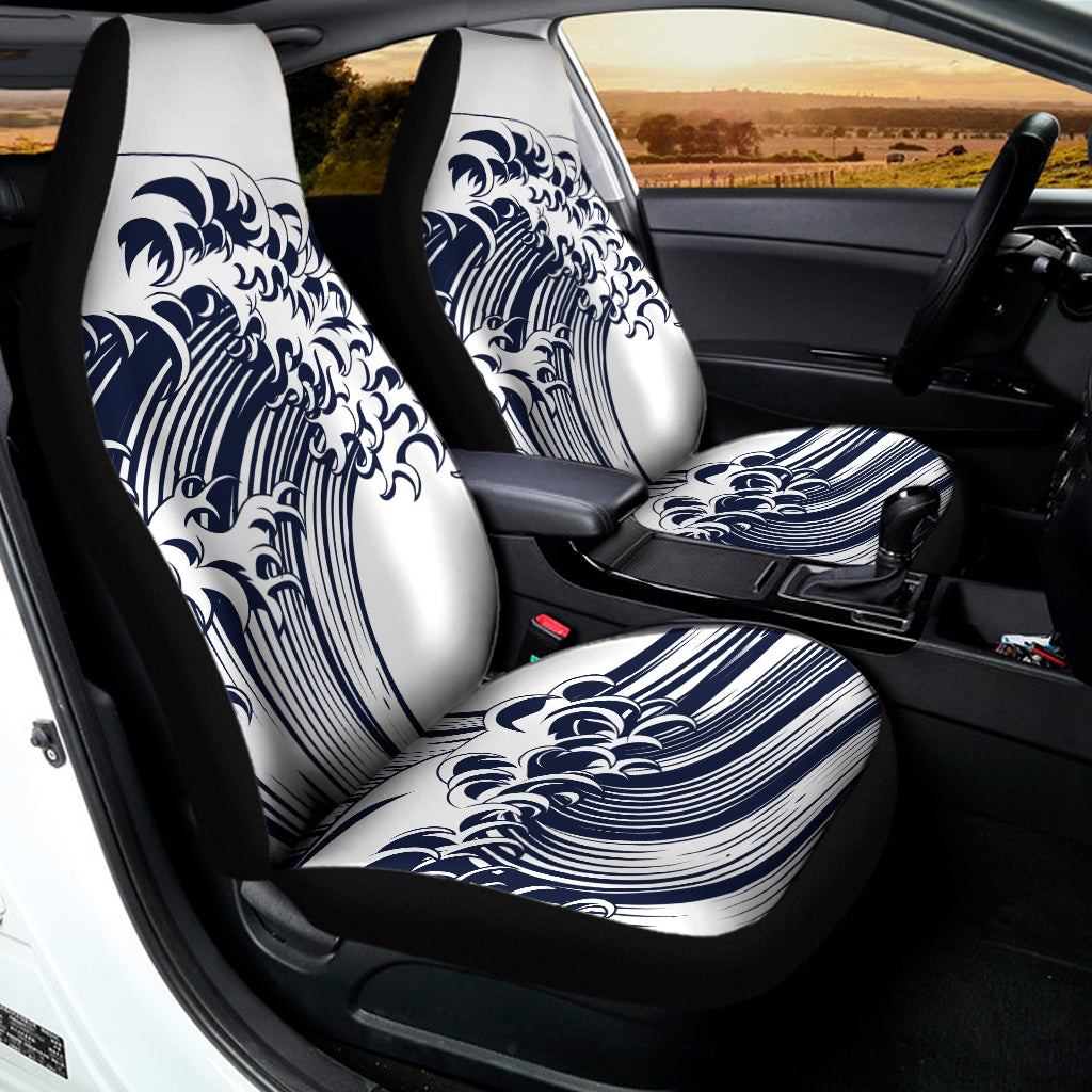 Japanese Kanagawa Wave Print Universal Fit Car Seat Covers