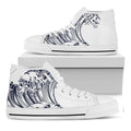 Japanese Kanagawa Wave Print White High Top Sneakers