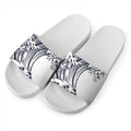 Japanese Kanagawa Wave Print White Slide Sandals