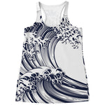 Japanese Kanagawa Wave Print Women's Racerback Tank Top