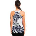 Japanese Kanagawa Wave Print Women's Racerback Tank Top