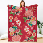 Japanese Kimono Pattern Print Blanket