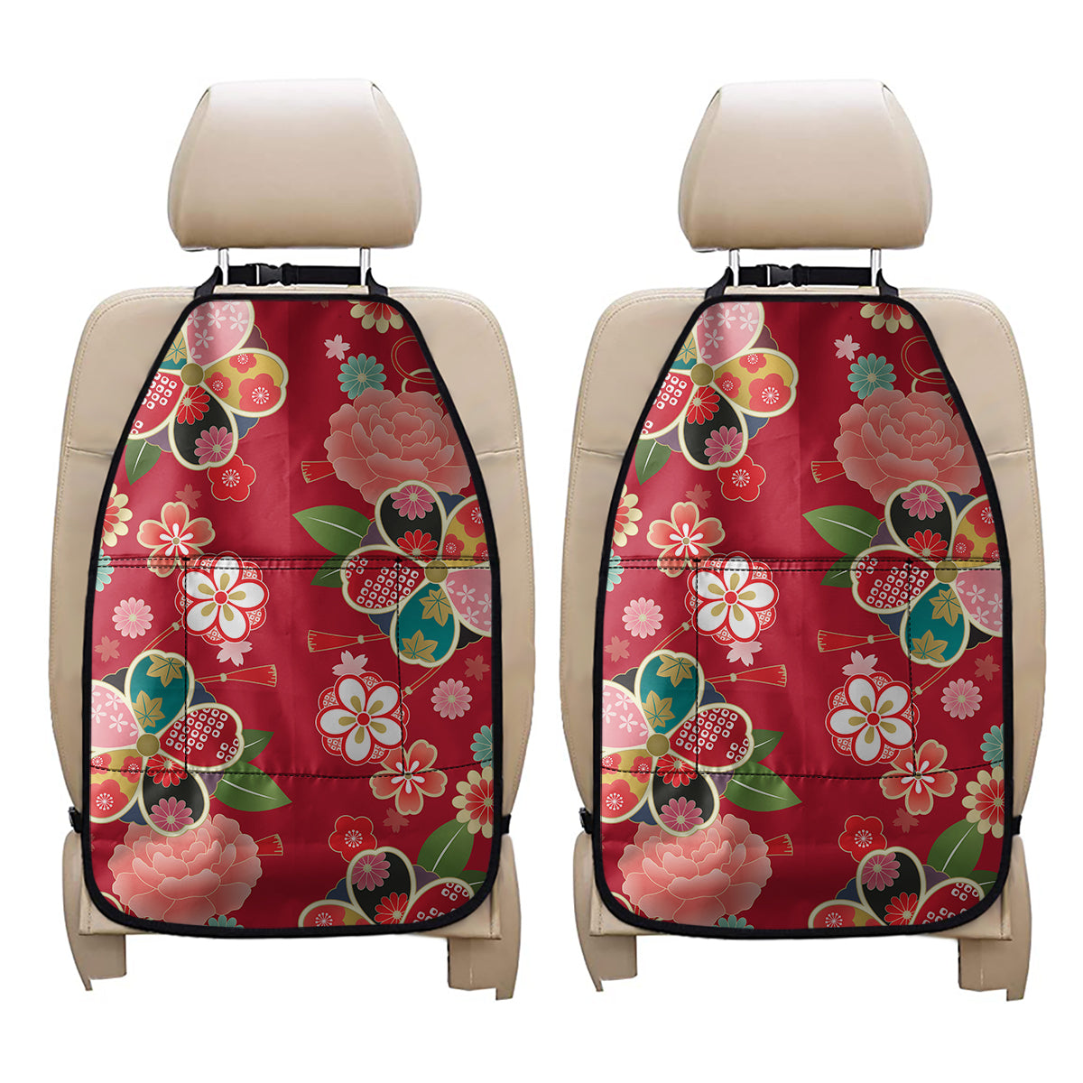 Japanese Kimono Pattern Print Car Seat Organizers