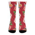 Japanese Kimono Pattern Print Crew Socks