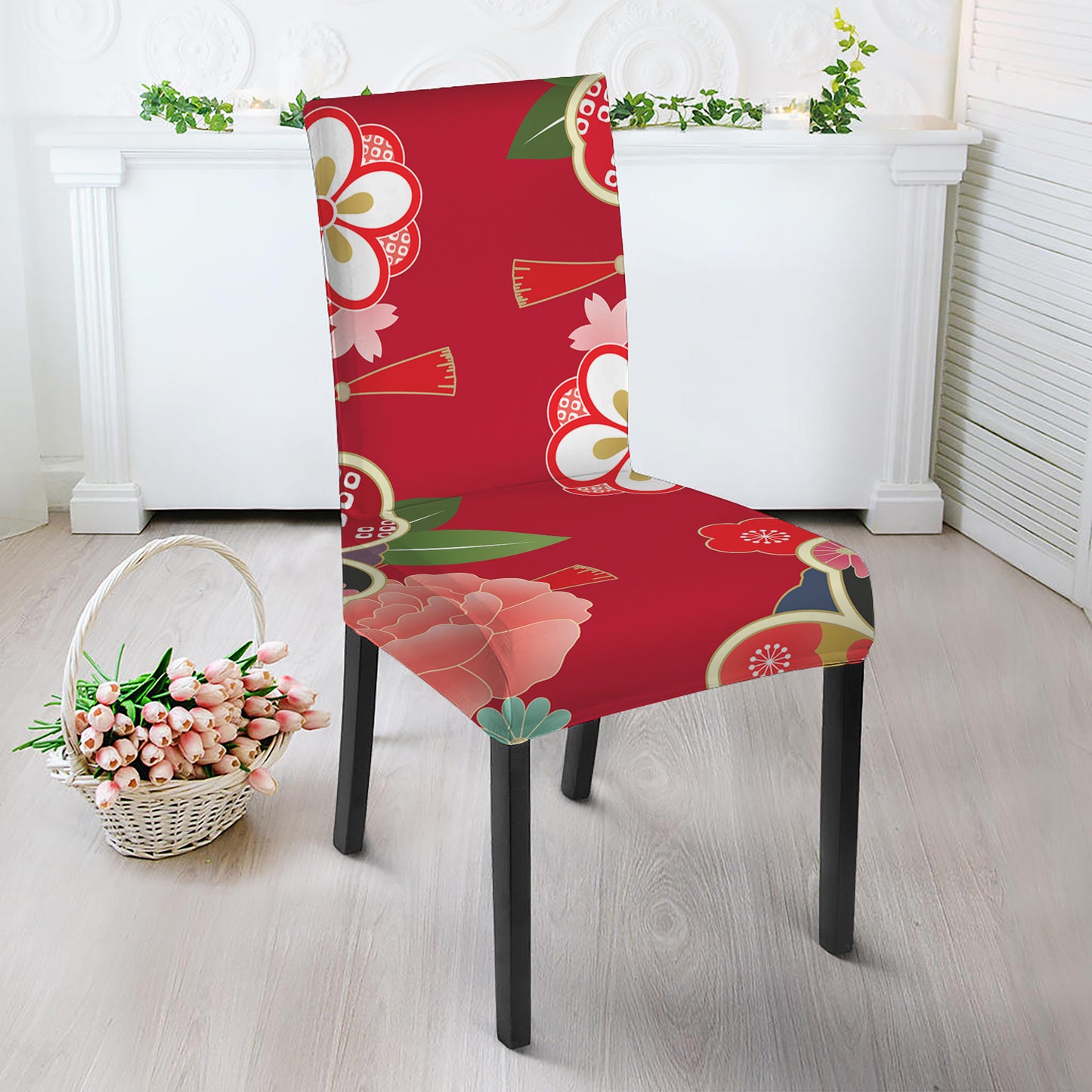 Japanese Kimono Pattern Print Dining Chair Slipcover