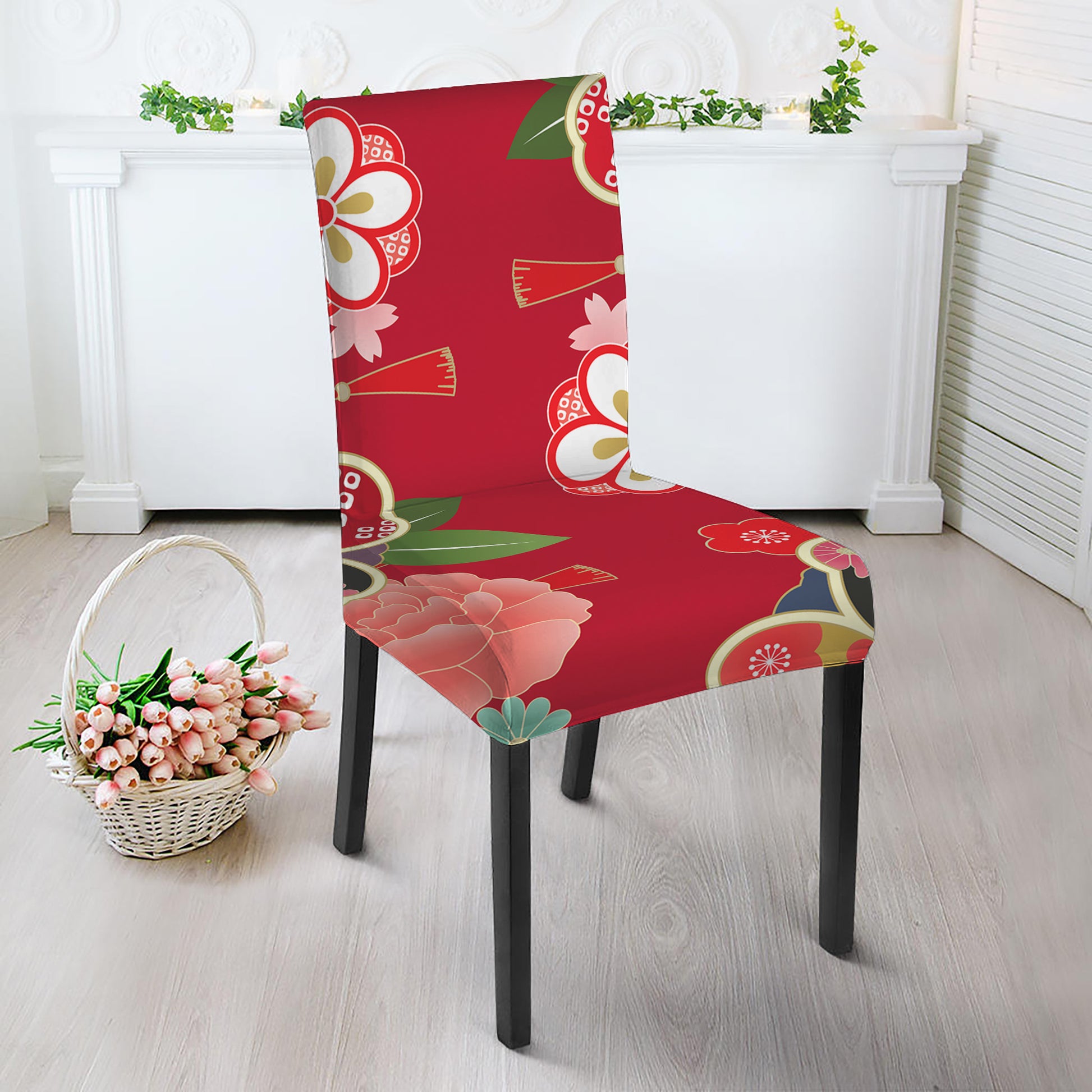 Japanese Kimono Pattern Print Dining Chair Slipcover
