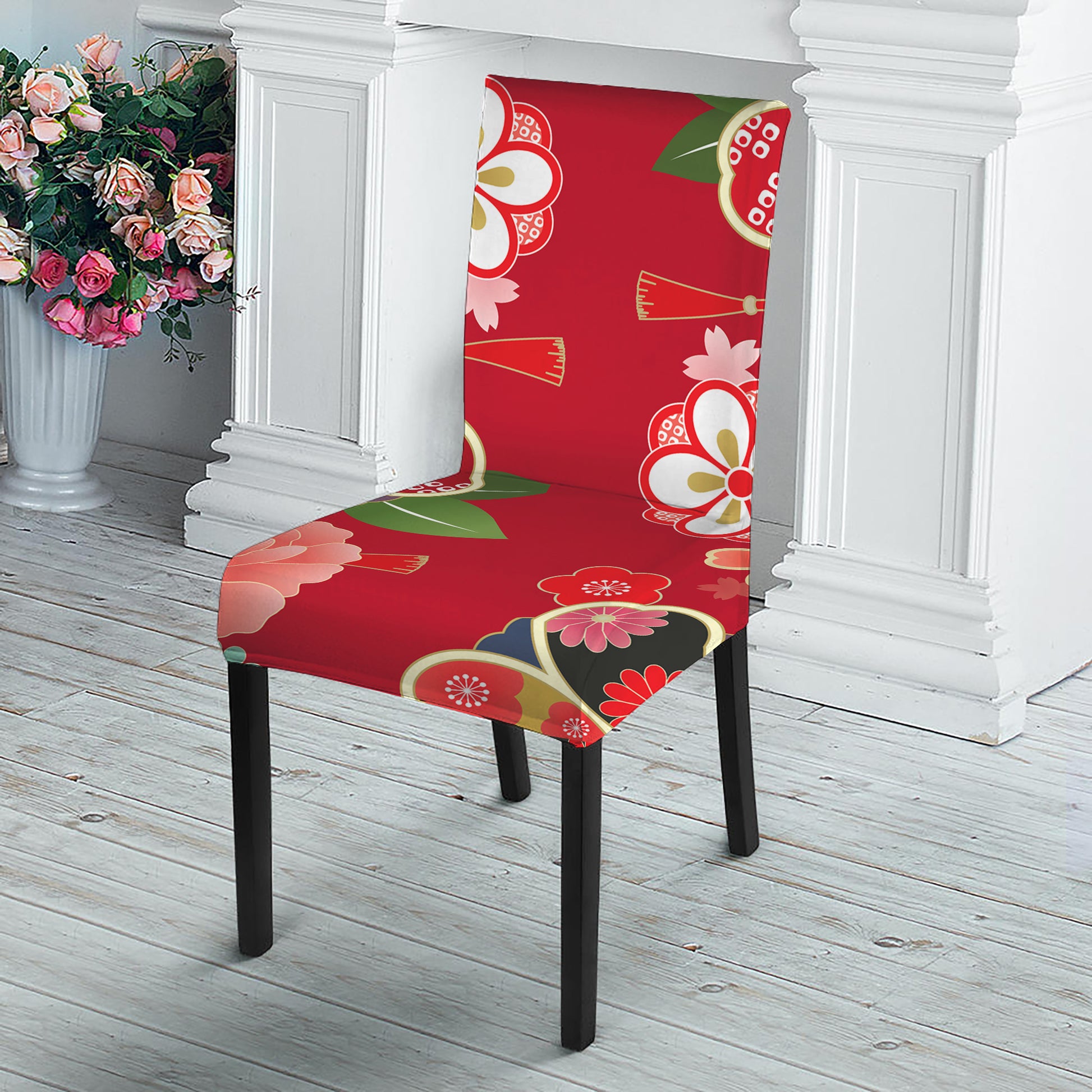 Japanese Kimono Pattern Print Dining Chair Slipcover