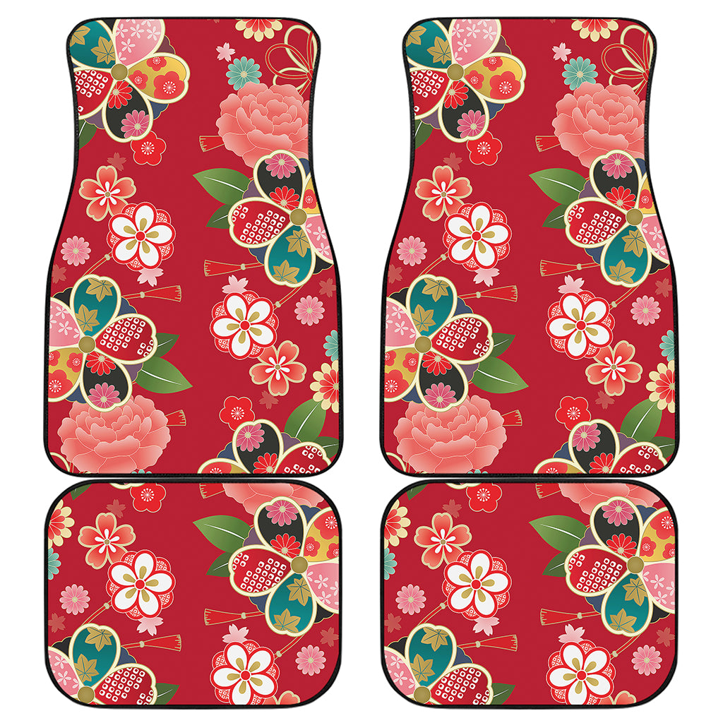 Japanese Kimono Pattern Print Front and Back Car Floor Mats
