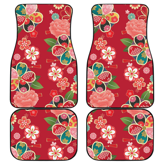 Japanese Kimono Pattern Print Front and Back Car Floor Mats