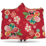 Japanese Kimono Pattern Print Hooded Blanket