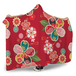 Japanese Kimono Pattern Print Hooded Blanket