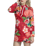 Japanese Kimono Pattern Print Hoodie Dress