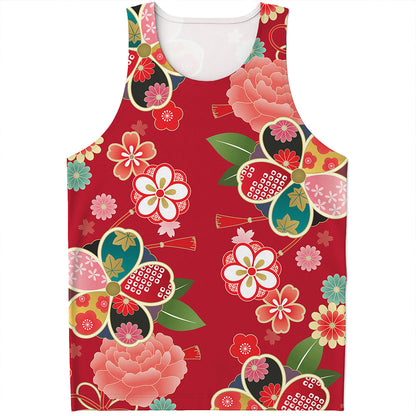 Japanese Kimono Pattern Print Men's Tank Top