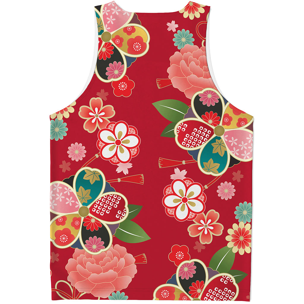 Japanese Kimono Pattern Print Men's Tank Top