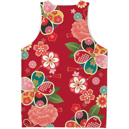 Japanese Kimono Pattern Print Men's Tank Top