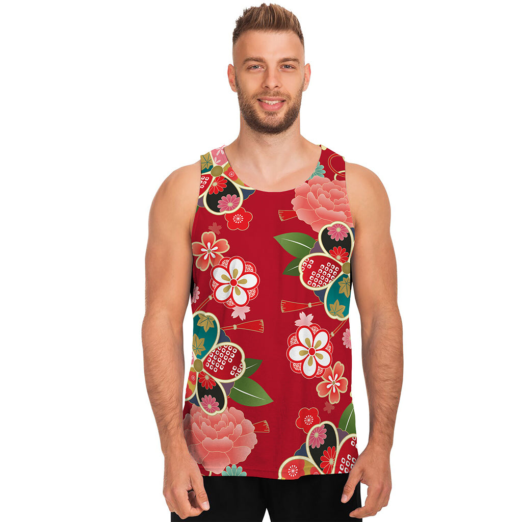 Japanese Kimono Pattern Print Men's Tank Top