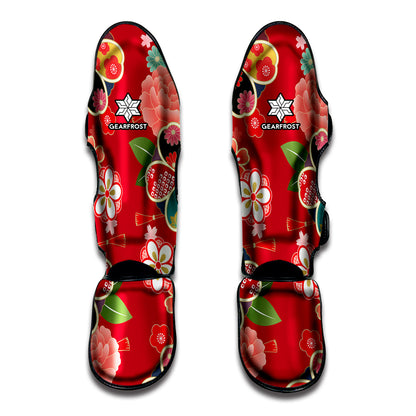 Japanese Kimono Pattern Print Muay Thai Shin Guard