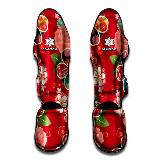 Japanese Kimono Pattern Print Muay Thai Shin Guard