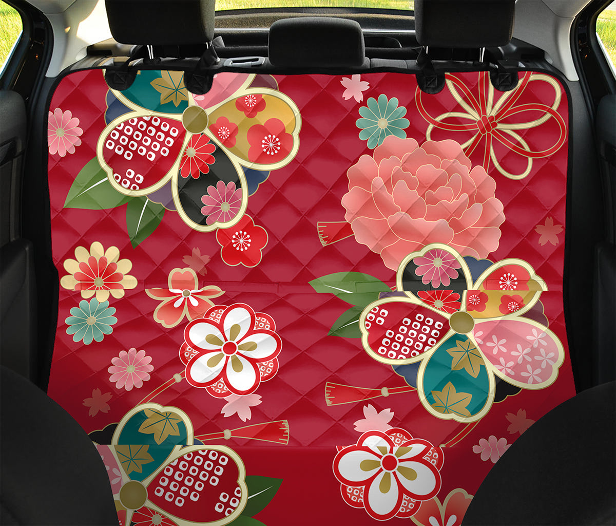 Japanese Kimono Pattern Print Pet Car Back Seat Cover
